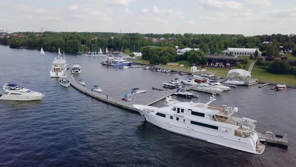 Yacht sailing on opened sea or lake