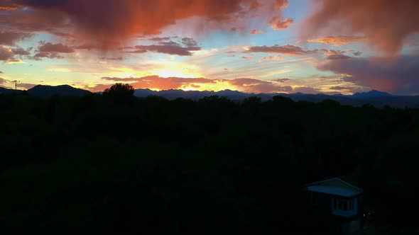 Sunset over Boulder and Flatirons