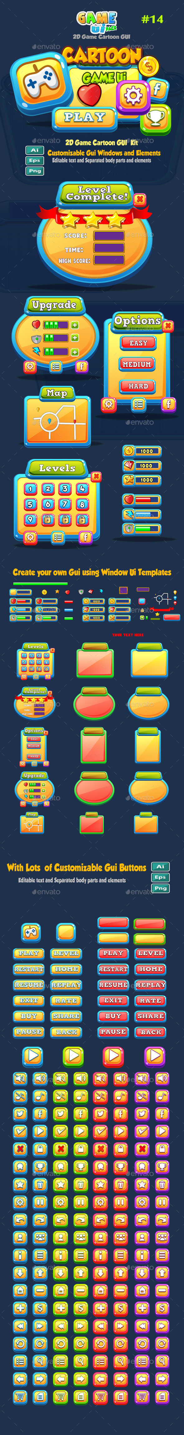 Cartoon Game UI Pack 14
