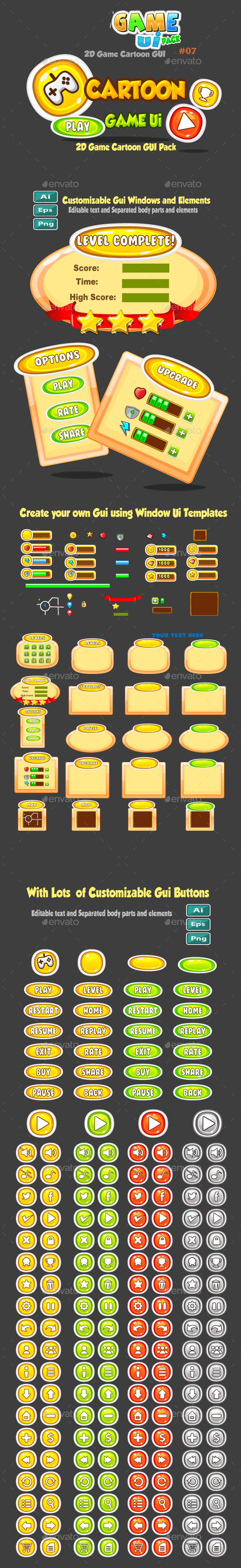 Cartoon Game UI Pack 07