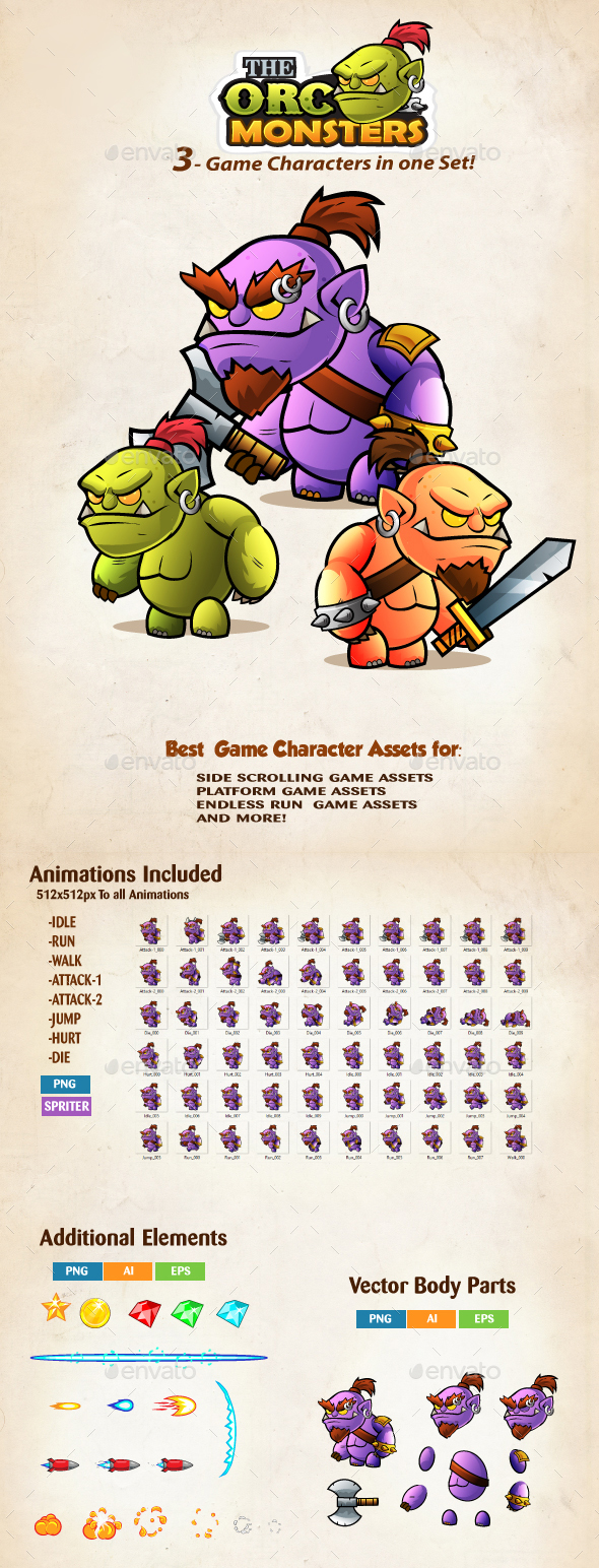 Orcs  2D Game Character Sprites  212