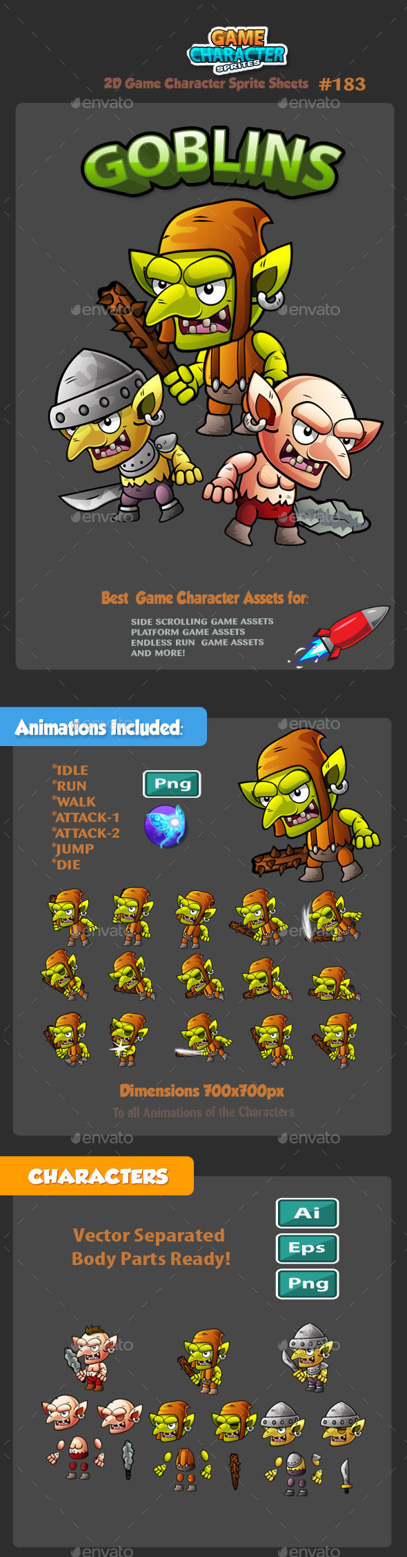 Goblins 2D Game Character Sprites 183