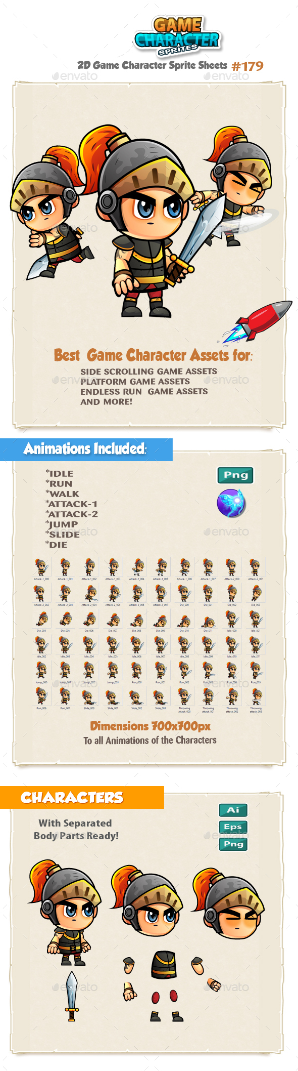 The Knight 2D Game Character Sprites 179
