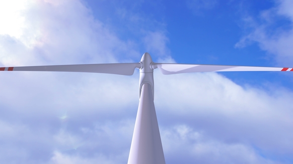 Wind Generator on a Background of a Sunny Sky