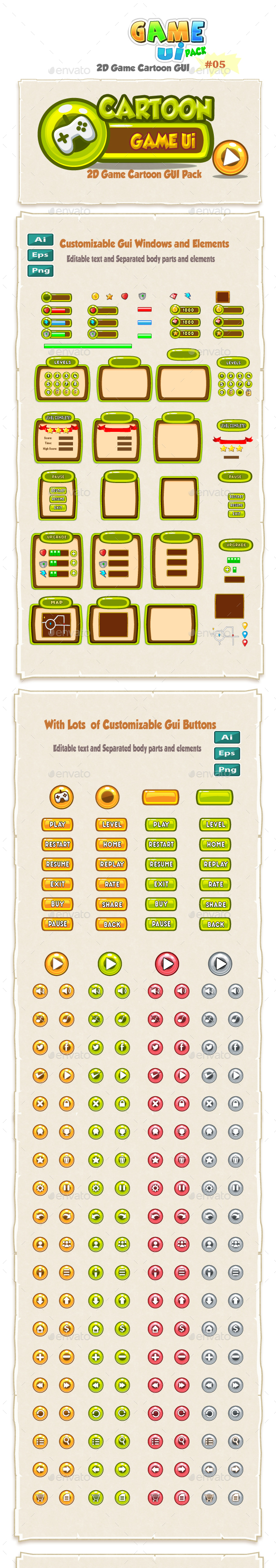 Cartoon Game Ui Pack 05