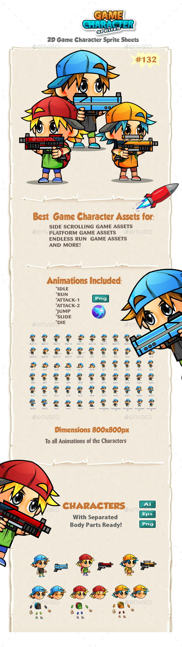 2D Game Character Sprites 132
