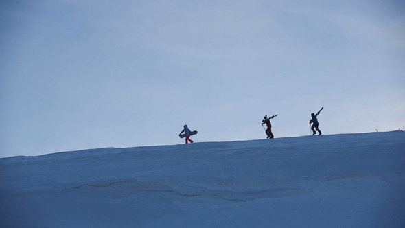 Mountaineers Climb a Snowy Peak