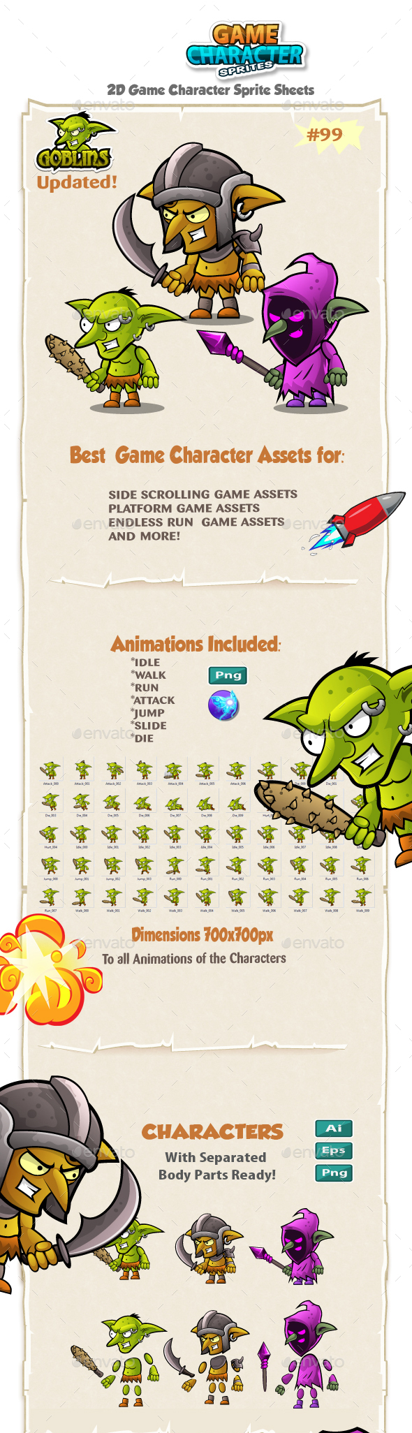 Goblins 2D Game Character Sprites 99