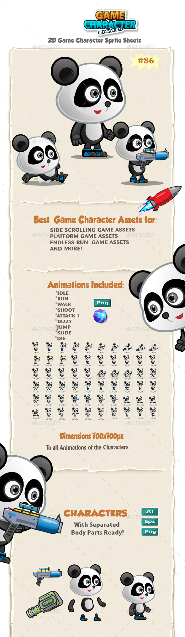 Panda 2D Game Character Sprites 86