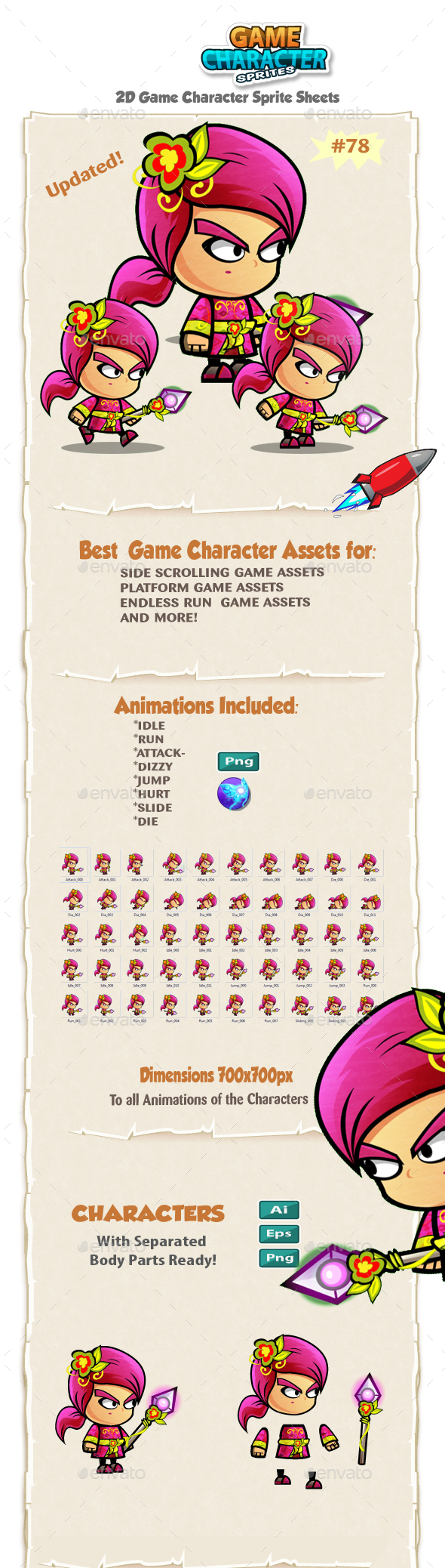 Plants Mage 2D Game Character Sprites 78