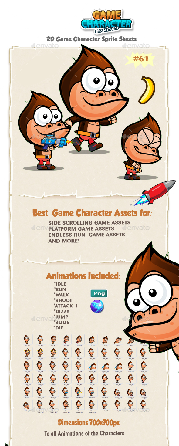 Gorilla 2D Game Character Sprites 61