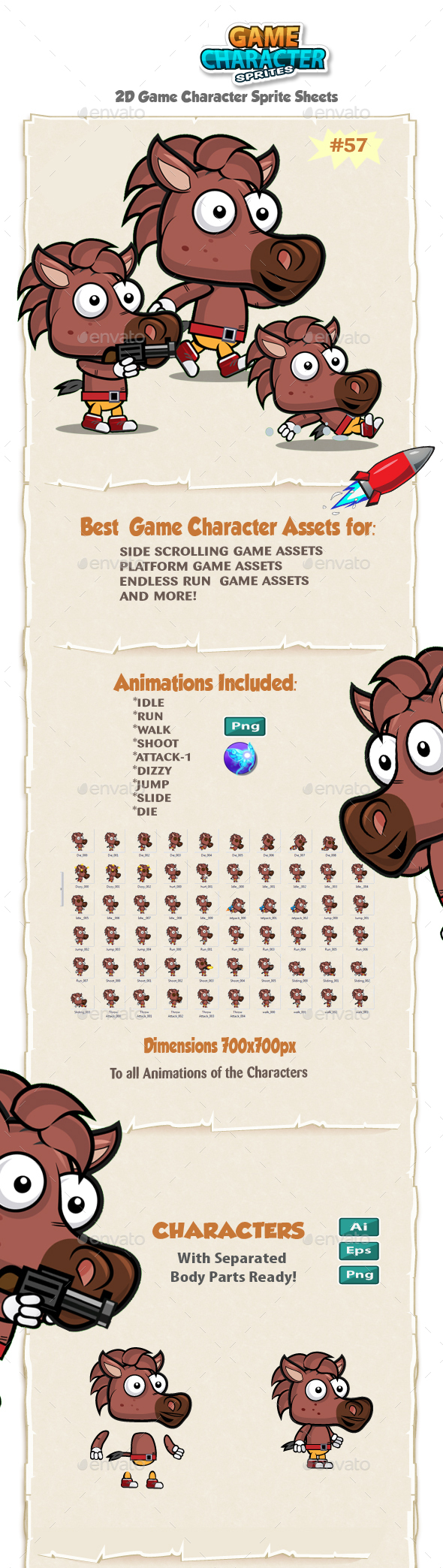Horse 2D Game Character Sprites 57