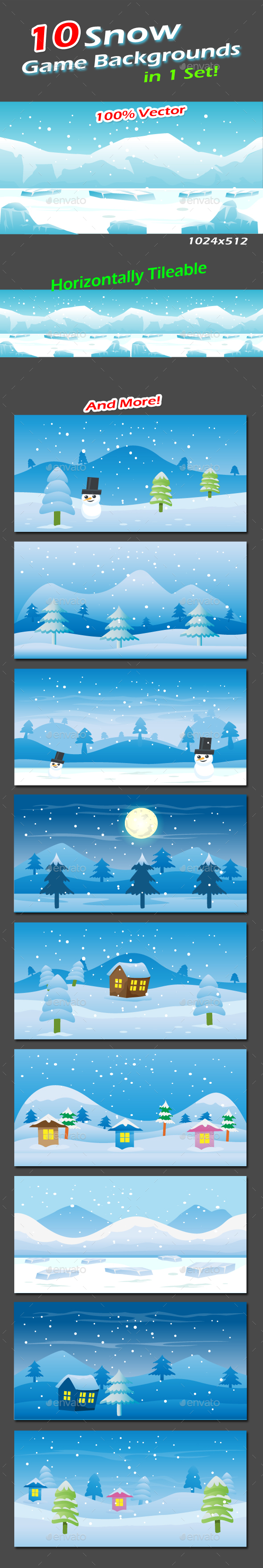 Snow Game Backgrounds Pack