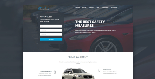 Rental Rides Unbounce Landing Page