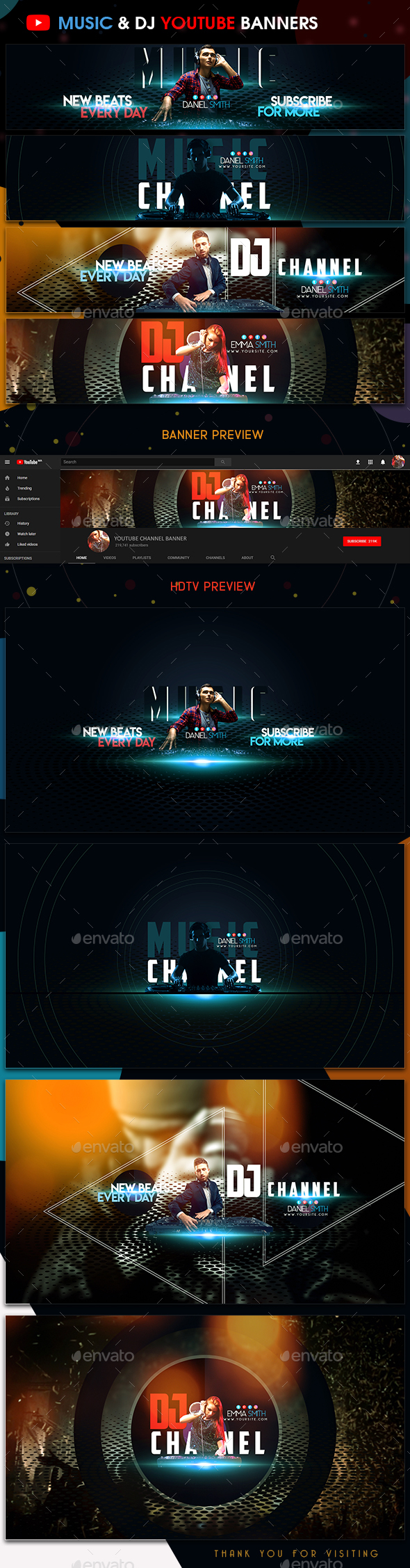 Youtube Banner Music Graphics Designs Templates