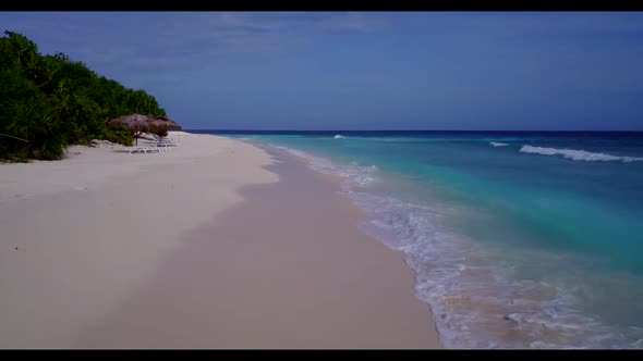 Aerial drone sky of beautiful sea view beach journey by blue sea with white sand background of adven