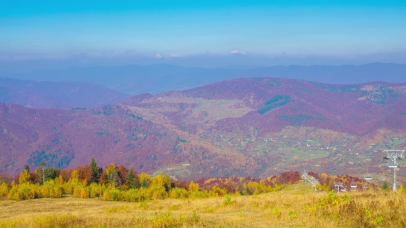 Golden Autumn. Morning in the Mountains