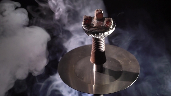 Hookah Bowl with Coals and Smoke