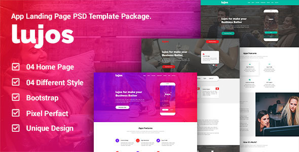 Lugos - App Landing Page PSD Package