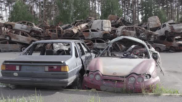 Consequences of the War in Ukraine  Destroyed Cars in Irpin Bucha District