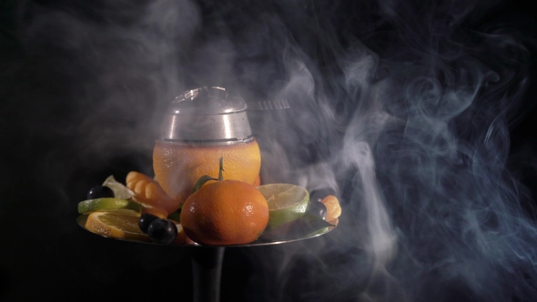 Hookah with Ornage Bowl and Fruits