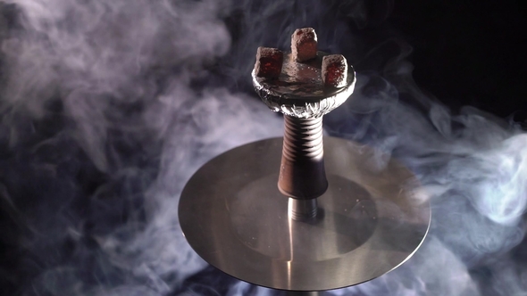 Hookah Bowl with Coals and Smoke