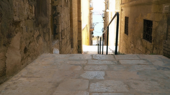 Walking Along the Medieval Streets of Valletta in Malta