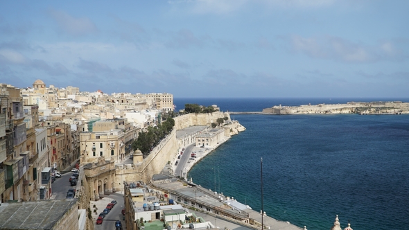 View of the Mediterranean Sea, Valletta and the Island of Malta From the Coast of Valletta