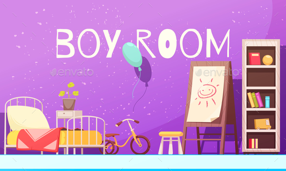 Boy Room Cartoon Illustration