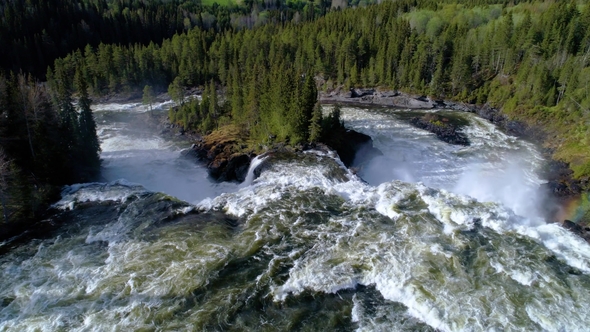 Ristafallet Waterfall in the Western Part of Jamtland