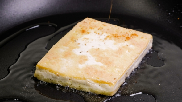 Fried Tofu on Pan.