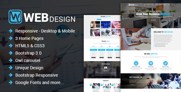 Web Design – Responsive One Page HTML Template