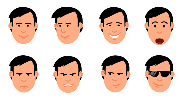 8 Cartoon Face Emoticons alt