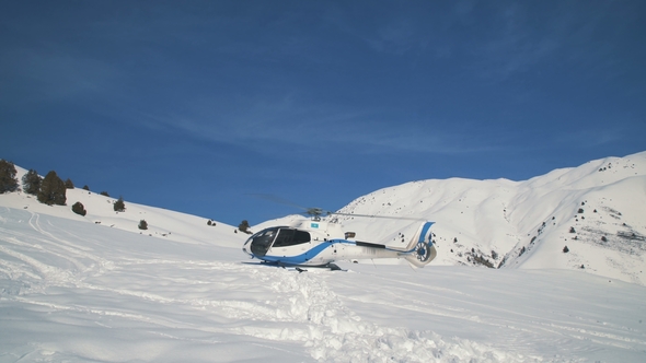 Helicopter Is Gaining Momentum Engine Speed Before Takeoff