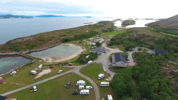 Bronnoysund Beautiful Nature Norway Aerial View of the Campsite To Relax