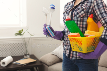  to clean house. Professional cleaning service concept, copy space