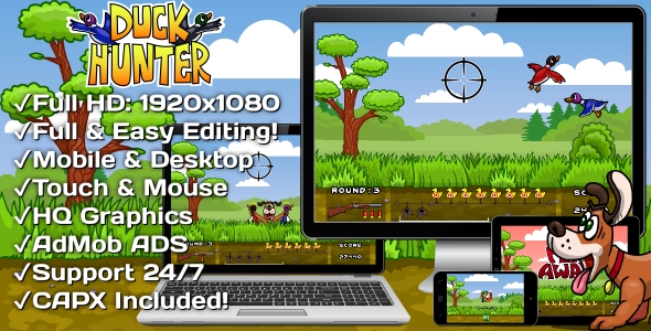 Duck Hunter - HTML5 Game + Mobile Version! (Construct 3)