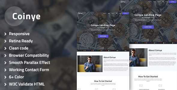 Coinye - Bitcoin & Ethereum, Crypto Currency Multipurpose HTML Template