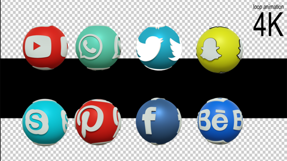3D Social Media Logo Sphere alt