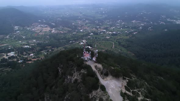 Sa Talaia power electric grid on top Ibiza Mediterranean Spain aerial