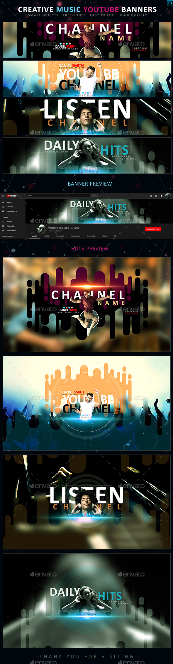 Youtube Banner Music Graphics Designs Templates