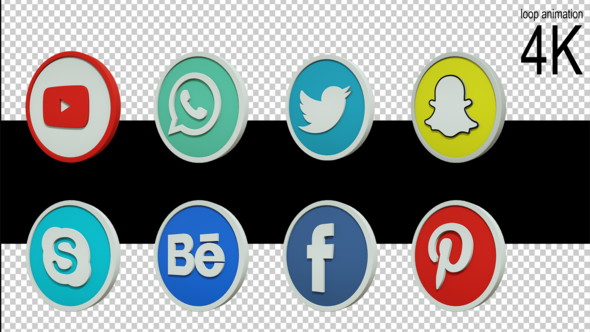 3D Social Media Logo Cylinder