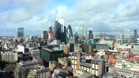 Aerial Panoramic Scene of the City Square Mile Financial District of London