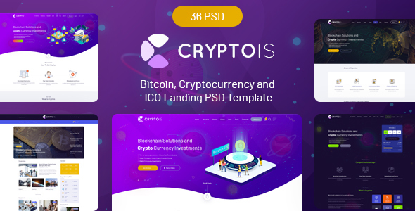 Cryptois - Bitcoin, Cryptocurrency and ICO Landing PSD Template
