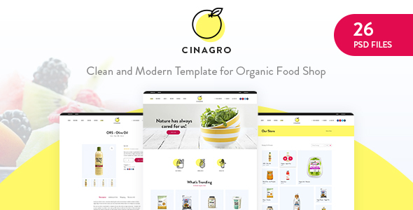 Cinagro - Organic Food Shop PSD Template