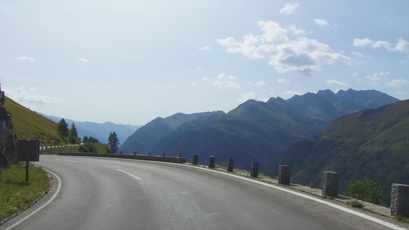 Driving on Rural Road To Grossglockner at the Alps in Austria