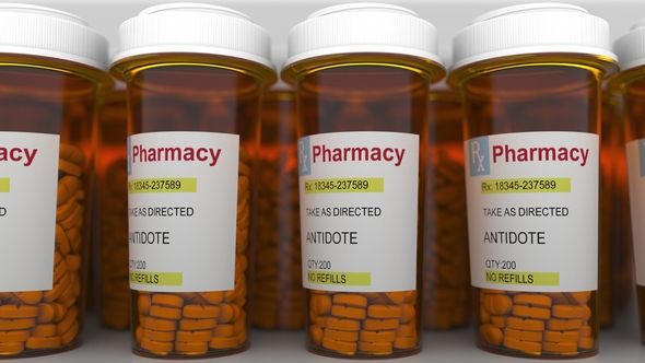 ANTIDOTE Caption on Pill Prescription Bottles