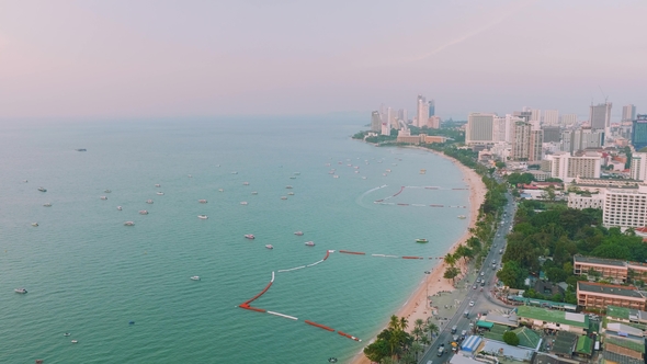 Up View of Beach Road, Pattaya Bay and Pattaya Beach