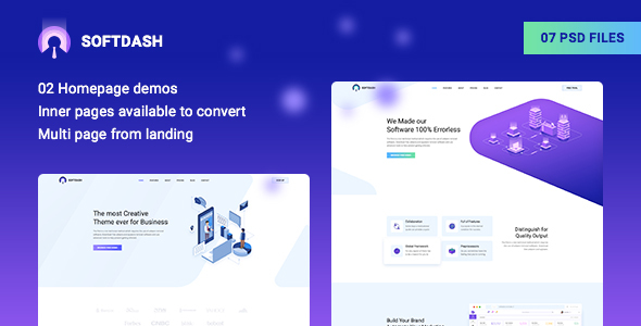 Softdash - Creative SaaS and Software PSD Template