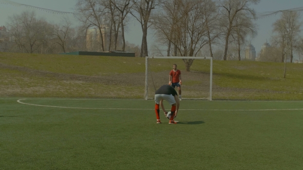 Skillful Soccer Goalie Making Penalty Save